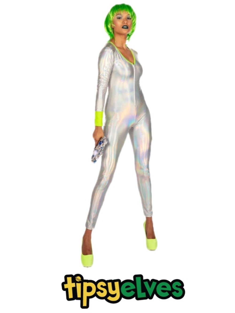 TIPSY ELVES Prismatic Metallic Alien Halloween Costume Size Large 12/14